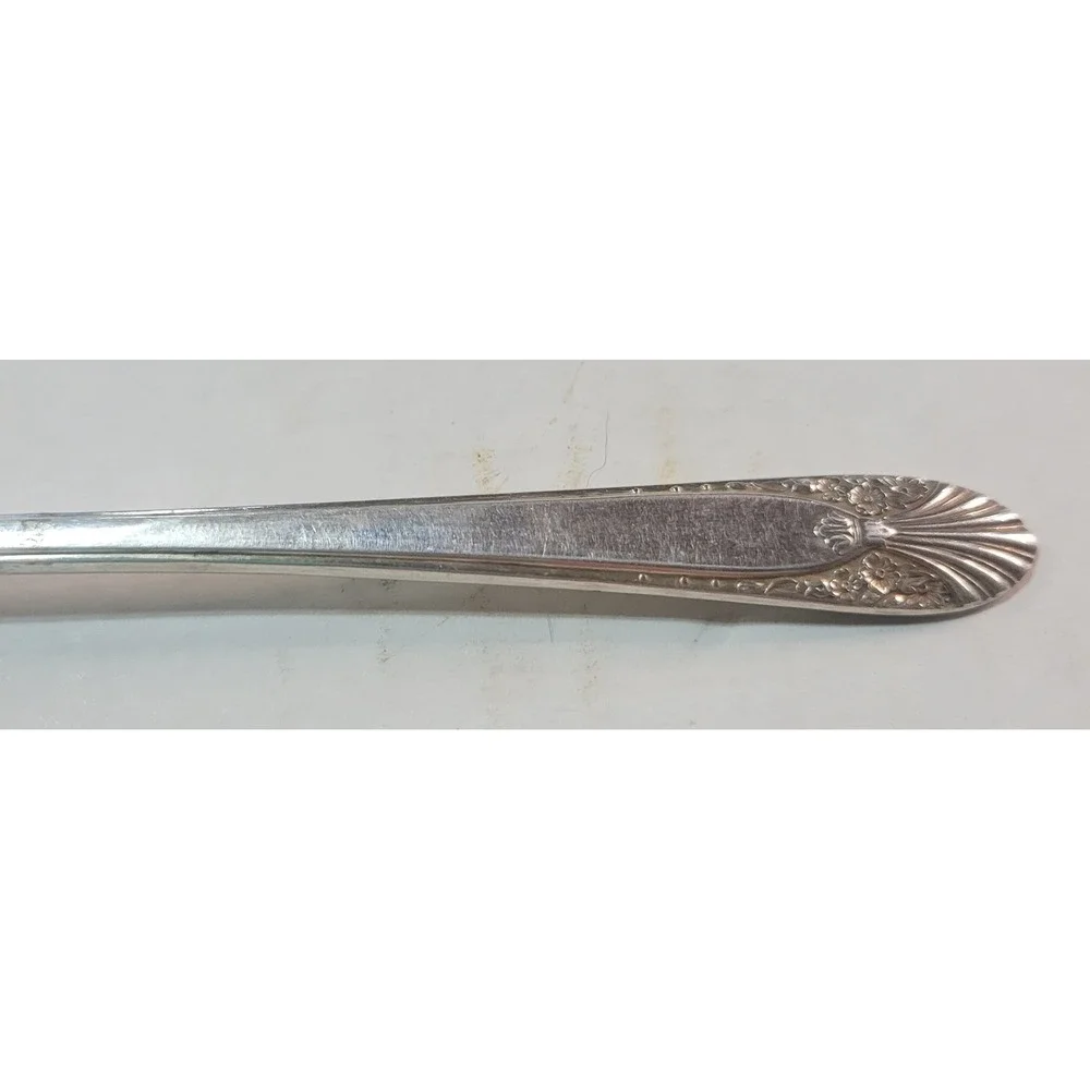 Crown Silverplate Cocktail Fork Vintage Seafood Oyster Shell Floral Handle 7.5in